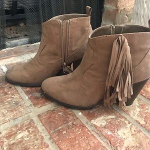 Altar’d State Light Brown Fringe Booties Size 8